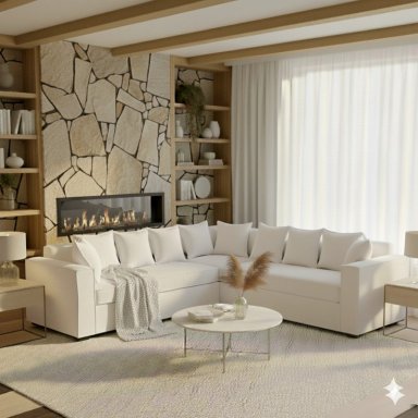 SOFA SECCIONAL DANTE BLANCO HUESO CON  RESORTES PARA LIVING FULL CONFORT - 3