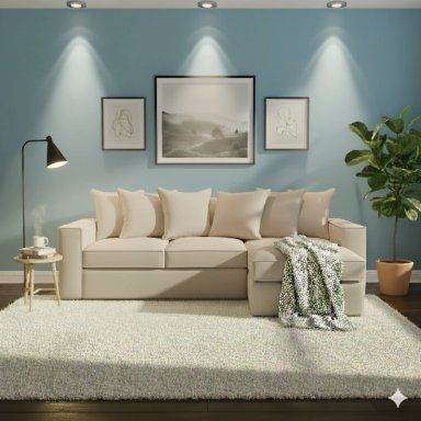 SOFA SECCIONAL INTERCAMBIABLE CON RESORTES DANTE BEIGE PARA LIVING FULL CONFORT - 2