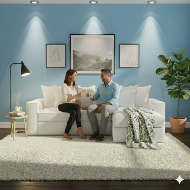 SOFA SECCIONAL INTERCAMBIABLE CON RESORTES DANTE BLANCO HUESO PARA LIVING FULL CONFORT - 1