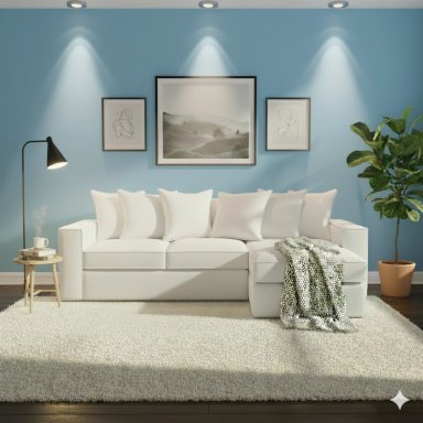 SOFA SECCIONAL INTERCAMBIABLE CON RESORTES DANTE BLANCO HUESO PARA LIVING FULL CONFORT - 2