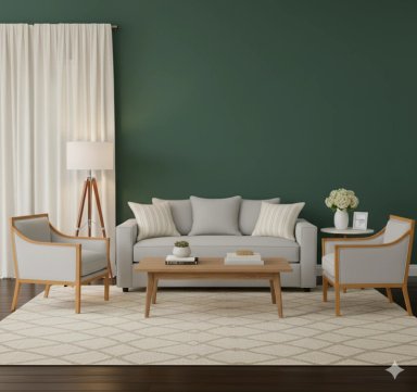 LIVING 311 BACO GRIS CLARO SOFA 3 CUERPOS RESORTES FULL COMFORT PLUS  + 2 SITIALES MADERA - 1