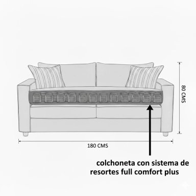 LIVING 311 BACO GRIS CLARO SOFA 3 CUERPOS RESORTES FULL COMFORT PLUS  + 2 SITIALES MADERA - 3