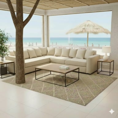 SECCIONAL BACO BEIGE  CLARO 6 CUERPOS CON RESORTES FULL COMFORT PLUS - 2