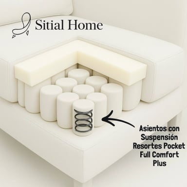 SECCIONAL BACO INTERCAMBIABLE BLANCO HUESO CON RESORTES FULL COMFORT PLUS - 5