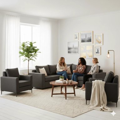 LIVING 311 MATILDA 311 GRAFITO SECCIONAL 6 CUERPOS RESORTES FULL COMFORT + 2 POLTRONAS - 1
