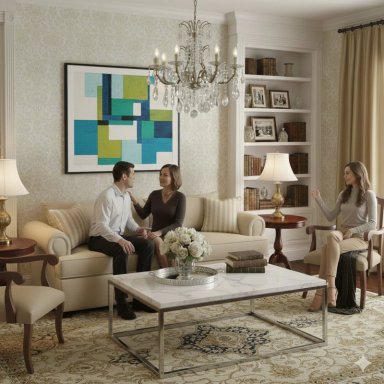 LIVING 311 ANTONIA BEIGE CLARO SOFA 3 CUERPOS RESORTES FULL COMFORT PLUS + 2 SITIALES MADERA - 1