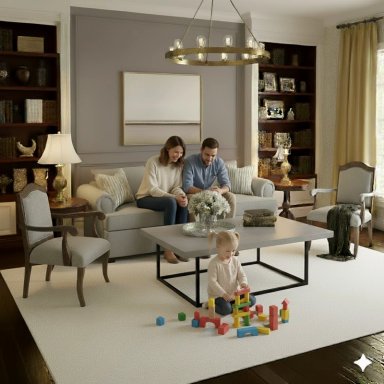LIVING 311 ANTONIA GRIS CLARO SOFA 3 CUERPOS RESORTES FULL COMFORT PLUS + 2 SITIALES MADERA - 1