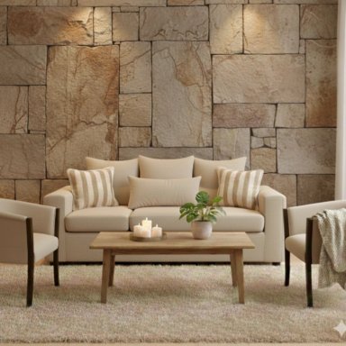 LIVING 311 KABUL BEIGE CLARO SOFA 3 CUERPOS + 2 SITIALES MADERA - 3