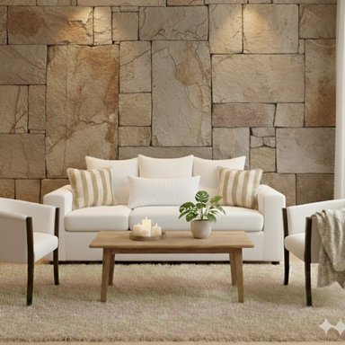 LIVING 311 KABUL BLANCO SOFA 3 CUERPOS + 2 SITIALES MADERA - 1