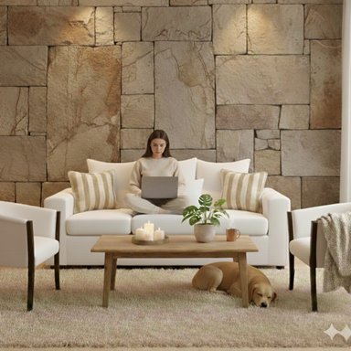 LIVING 311 KABUL BLANCO SOFA 3 CUERPOS + 2 SITIALES MADERA - 2