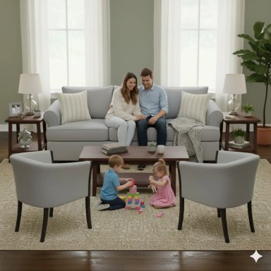 LIVING 311 PASTORA GRIS  CLARO SOFA 3 CUERPOS RESORTES + 2 SITIALES - 1