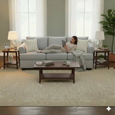 LIVING 311 PASTORA GRIS  CLARO SOFA 3 CUERPOS RESORTES + 2 SITIALES - 2