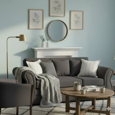LIVING 311 FACUNDO MARENGO SOFA3 CUERPOS + 2 SITIALES DE MADERA TAPIZADOS - 2