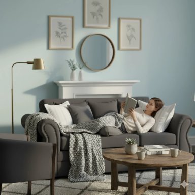 LIVING 311 FACUNDO MARENGO SOFA3 CUERPOS + 2 SITIALES DE MADERA TAPIZADOS - 3