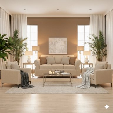 LIVING 311 SULLIVAN BEIGE CLARO SOFA 3 CUERPOS + 2 POLTRONAS RESORTE POCKET FULL CONFORT - 2