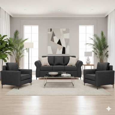 LIVING 311 SULLIVAN GRAFITO SOFA 3 CUERPOS + 2 POLTRONAS RESORTE POCKET FULL CONFORT - 1