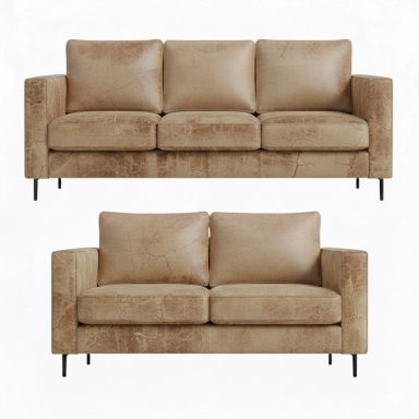 JUEGO LIVING 32 TENNESSE BEIGE CUERO SINTE TICO ENVEJECIDO CON ASIENTOS DE RESORTES POCKET - 2