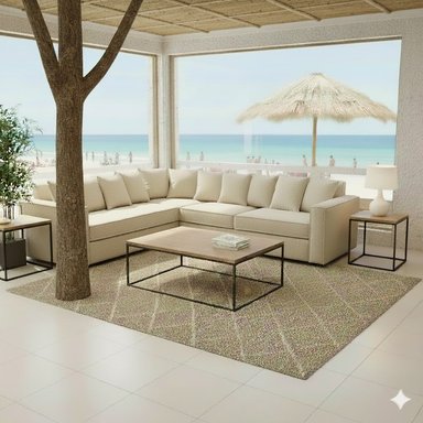 LIVING 311 METROPOLITAN BEIGE CLARO SECCIONAL RESORTES + 2 SITIALES - 1