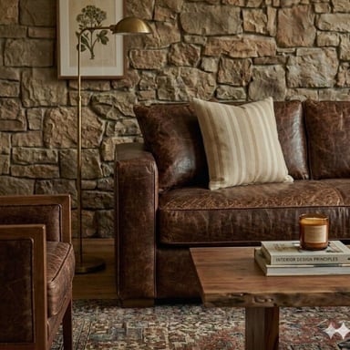 SOFA SECCIONAL BURTON CARAMELO DE CUERO SINTETICO ENVEJECIDO CON ASIENTOS DE RESORTES POCKET - 4