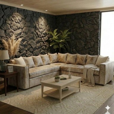 SOFA SECCIONAL BURTON BLANCO HUESO DE CUERO SINTETICO ENVEJECIDO CON ASIENTOS DE RESORTES POCKET - 1