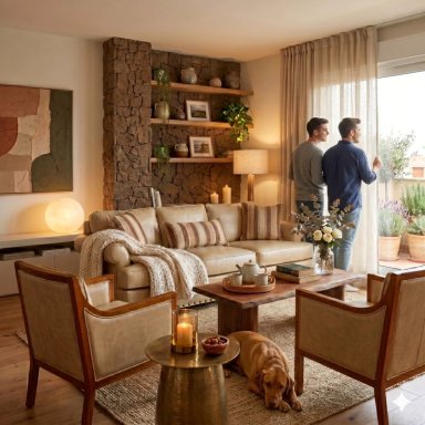 LIVING TUCSON 311 BEIGE CUERO SINTETICO ENVEJECIDO SOFA 3 CUERPOS CON RESORTES +2 SITIALES DE MADERA - 3