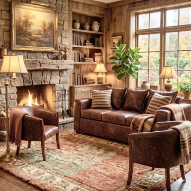 LIVING 311 KENTUCKY CAFE BEIGE CUERO SINTETICO ENVEJECIDO SOFA 3 CUERPOS MAS 2 SITIALES MADERA - 1