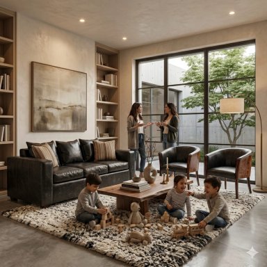 LIVING 311 KENTUCKY NEGRO CUERO SINTETICO ENVEJECIDO SOFA 3 CUERPOS MAS 2 SITIALES MADERA - 3