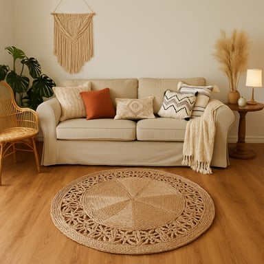 ALFOMBRA BOHEMIK NATURAL MAITE 120 X 120 CM - 5