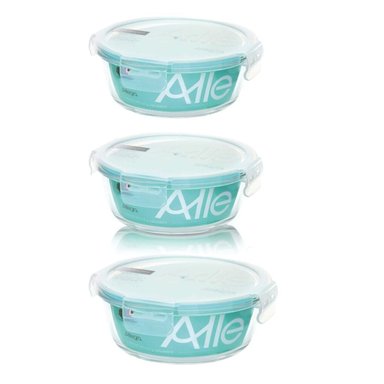 PACK DE 3 CONTENEDORES HERME TICO DE VIDRIO REDONDO 370 ML - 1
