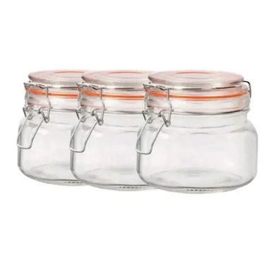 PACK DE 3 FRASCOS DE VIDRIO CON TAPA HERMETICA 500ML ALLEGRA - 3