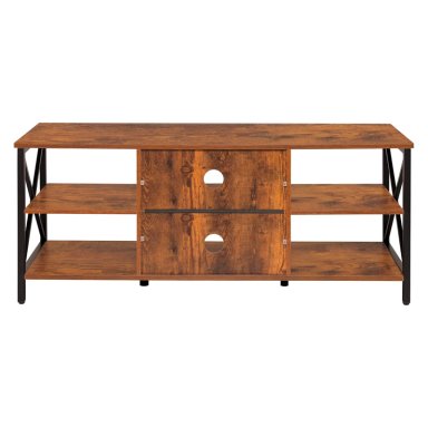 RACK LIBRERO INDUSTRIAL PARA TV MADERA CAFE Y METAL ESTILO MODERNO Y FUNCIONAL - 7