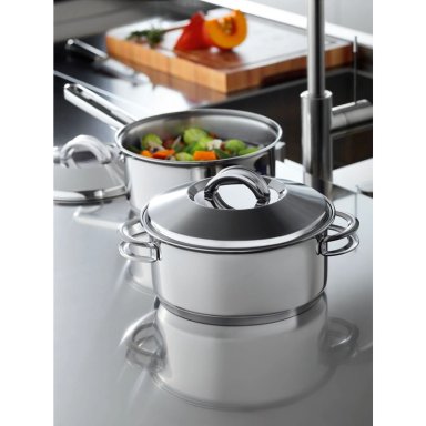 CACEROLA TRAMONTINA SOLAR RASA DE ACERO INOXIDABLE FONDO TRIPLE CON TAPA Y ASAS 16 CM 1,4 L - 6