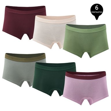PACK DE 6 CALZONES MUJER GIOVACCHINO BOXER PANTALETA BAMBÚ - 1