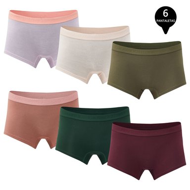 PACK DE 6 CALZONES MUJER GIOVACCHINO BOXER PANTALETA BAMBÚ - 1