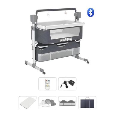 CUNA COLECHO LUBABYCAS ECLASS ACERO INOXIDABLE GRIS MECEDORA ELÉCTRICA - 1