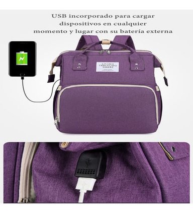 MOCHILA LUBABYCAS A02 MATERNAL 3 EN 1 CON CUNITA NEGRO - 5