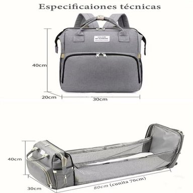 MOCHILA LUBABYCAS A02 MATERNAL 3 EN 1 CON CUNITA MORADO - 7