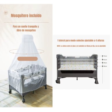 CUNA COLECHO LUBABYCAS VRICALE ACERO INOXIDABLE BLANCO CORRAL MECEDORA 4 EN 1 - 5