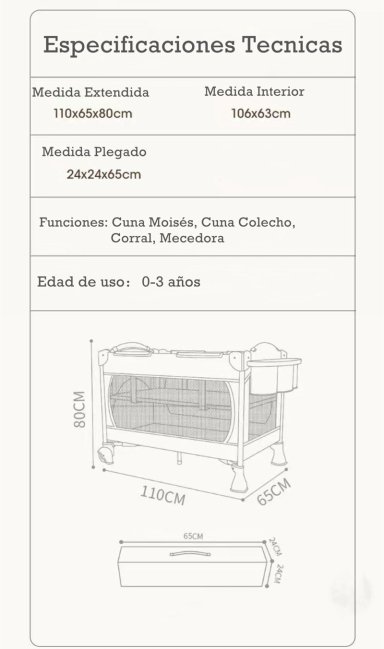 CUNA COLECHO LUBABYCAS VRICALE ACERO INOXIDABLE BLANCO CORRAL MECEDORA 4 EN 1 - 8