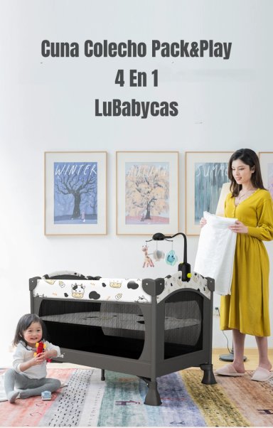 CUNA COLECHO LUBABYCAS VRICALE ACERO INOXIDABLE AZUL CORRAL MECEDORA 4 EN 1 - 3