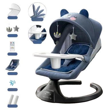 MECEDORA LUBABYCAS ELÉCTRICA RECLINABLE BLUETOOTH OSITO AZUL - 1