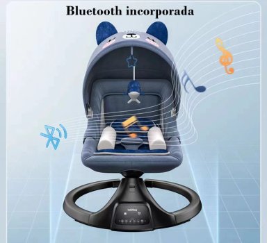 MECEDORA LUBABYCAS ELÉCTRICA RECLINABLE BLUETOOTH OSITO AZUL - 7