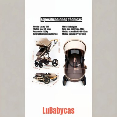 COCHE CUNA LUBABYCAS MOISÉS CON ACCESORIOS DORADO - 8
