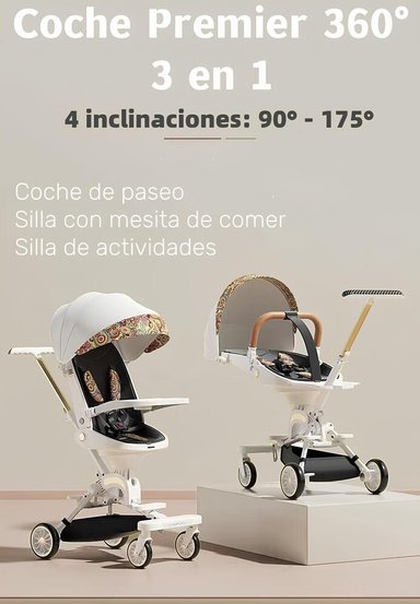 COCHE PASEO LUBABYCAS 360° 3 EN 1 RECLINABLE BLANCO - 4