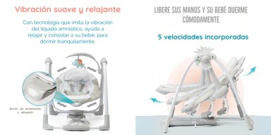 COLUMPIO INGENUITY MECEDORA ELÉCTRICO VIBRACIÓN LUBABYCAS GRIS - 3