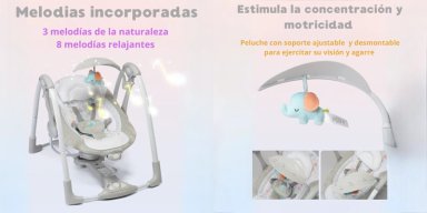COLUMPIO INGENUITY MECEDORA ELÉCTRICO VIBRACIÓN LUBABYCAS GRIS - 5