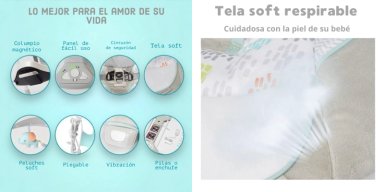 COLUMPIO INGENUITY MECEDORA ELÉCTRICO VIBRACIÓN LUBABYCAS GRIS - 7