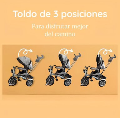 TRICICLO LUBABYCAS MULTIFUNCIONAL 360° CON LUCES NEGRO - 3