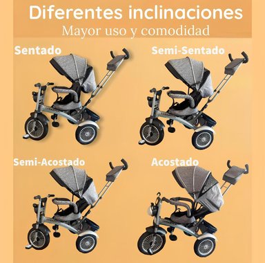 TRICICLO LUBABYCAS MULTIFUNCIONAL 360° CON LUCES NEGRO - 6