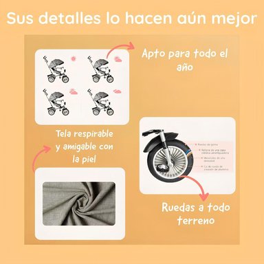 TRICICLO LUBABYCAS MULTIFUNCIONAL 360° CON LUCES NEGRO - 7
